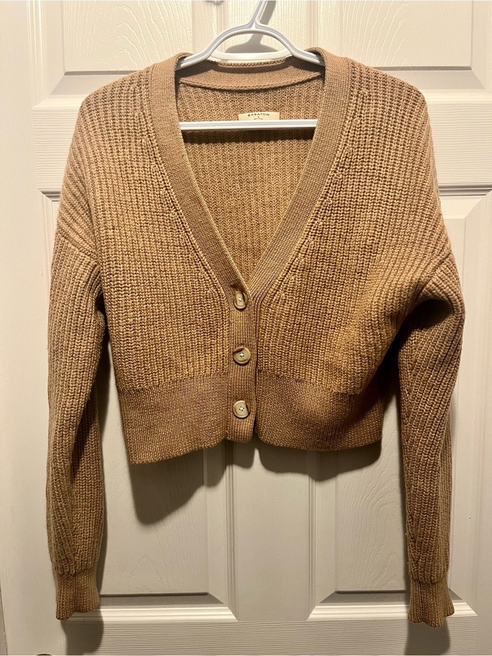 Babaton Merino Wool Cardigan Sweater Canberra Small Oversize / Medium Beige Crop - Picture 6 of 9